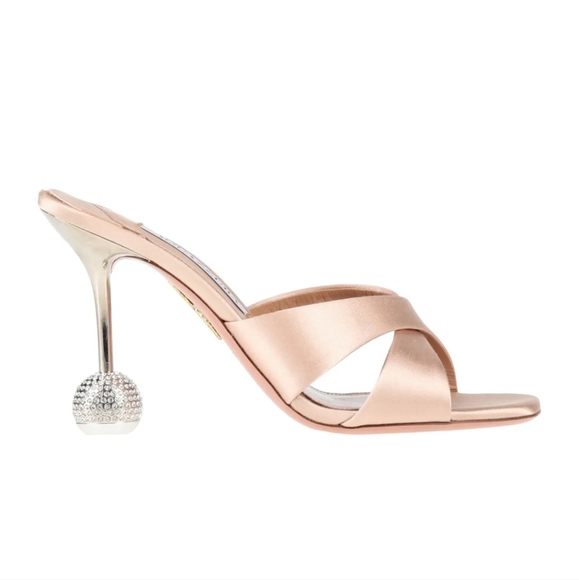 NIB Aquazzura Yes Darling Satin Mules - Picture 2 of 5